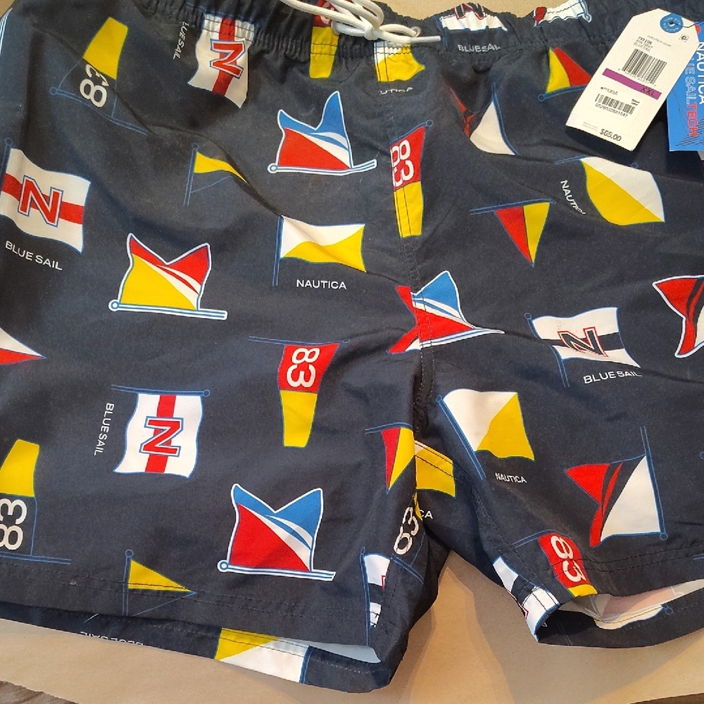 Nautica Colorful Flag Pattern Swim Shorts